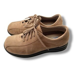 Dr.Scholls Shoes Leather Lola Tan Brown Leather Lace‎ Up Comfort Flats Size 7